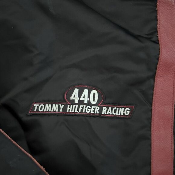 Vintage Tommy Hilfiger Racing Motorcycle Jacket Patches Men's XL Black Nylon - Picture 4 of 13